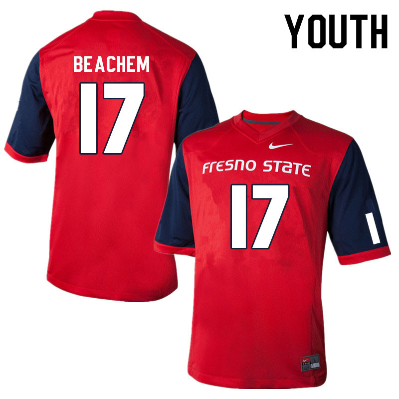 Youth #17 Kamron Beachem Fresno State Bulldogs College Football Jerseys Sale-Red